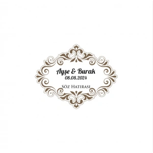 Çift Kenarlı Kare Mühür Kına Nişan Düğün 3x3 cm özel etiket / 50 adet sticker