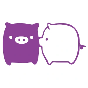 Sevimli Domuzlar Araba Sticker 17x17 Cm Mor