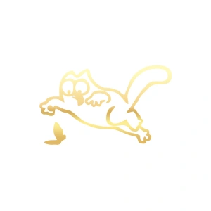 Komik Kedi Araba Sticker 17x17 Cm Gold