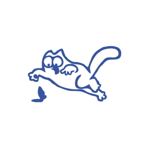 Komik Kedi Araba Sticker 17x17 Cm Mavi