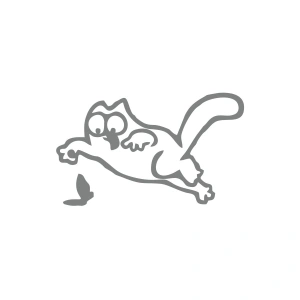 Komik Kedi Araba Sticker 17x17 Cm Gri