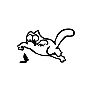 Komik Kedi Araba Sticker 17x17 Cm Siyah