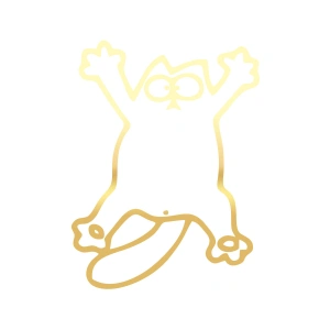 Komik Kedi Araba Sticker 17x17 Cm Gold