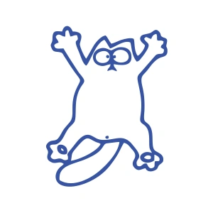 Komik Kedi Araba Sticker 17x17 Cm Mavi