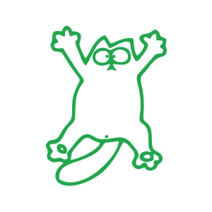 Komik Kedi Araba Sticker 17x17 Cm Yeşil