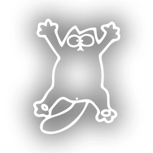 Komik Kedi Araba Sticker 17x17 Cm Beyaz