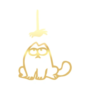 Komik Kedi Araba Sticker 17x17 Cm Gold