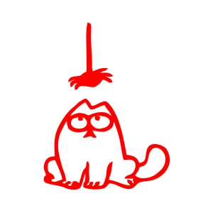 Komik Kedi Araba Sticker 17x17 Cm Kırmızı