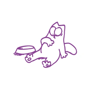 Komik Kedi Araba Sticker 17x17 Cm Mor