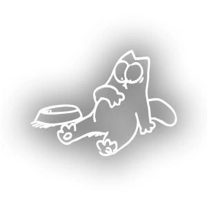 Komik Kedi Araba Sticker 17x17 Cm Beyaz