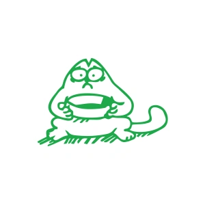 Komik Kedi Araba Sticker 17x17 Cm Yeşil