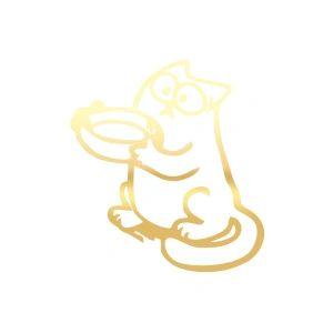 Komik Kedi Araba Sticker 17x17 Cm Gold