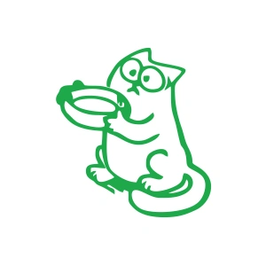 Komik Kedi Araba Sticker 17x17 Cm Yeşil