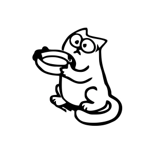 Komik Kedi Araba Sticker 17x17 Cm Siyah