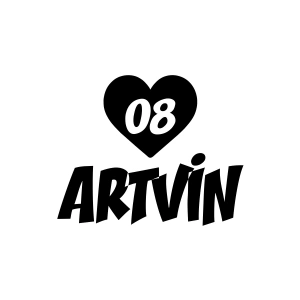 Kalpli 08 Artvin Araba Sticker 17x17 Cm Siyah