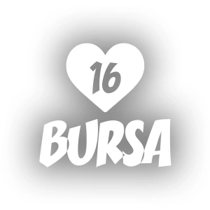 Kalpli 16 Bursa Araba Sticker 17x17 Cm Beyaz