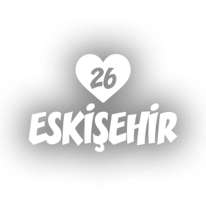 Kalpli 26 Eskişehir Araba Sticker 17x17 Cm Beyaz