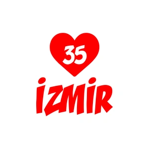 Kalpli 35 İzmir Araba Sticker 17x17 Cm Kırmızı