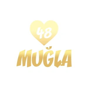 Kalpli 48 Muğla Araba Sticker 17x17 Cm Gold