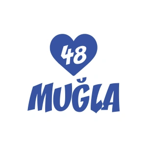 Kalpli 48 Muğla Araba Sticker 17x17 Cm Mavi