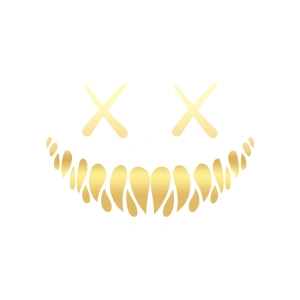 Şeytan Gülen Yüz Araba Sticker 17x17 Cm Gold