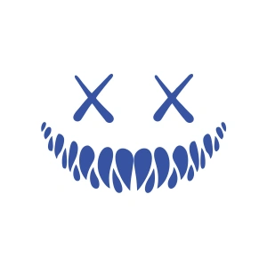 Şeytan Gülen Yüz Araba Sticker 17x17 Cm Mavi