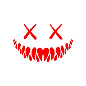 Şeytan Gülen Yüz Araba Sticker 17x17 Cm Kırmızı