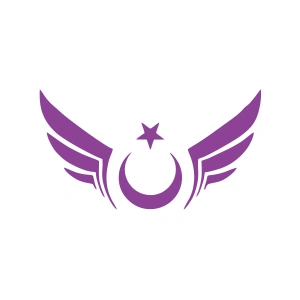 Kanatlı Türk Bayrağı Araba Sticker 17x17 Cm Mor