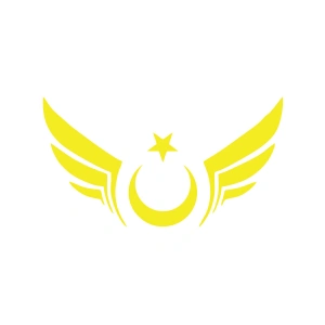 Kanatlı Türk Bayrağı Araba Sticker 17x17 Cm Sarı