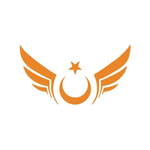 Kanatlı Türk Bayrağı Araba Sticker 17x17 Cm Turuncu