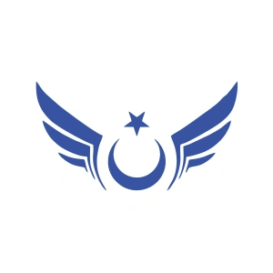 Kanatlı Türk Bayrağı Araba Sticker 17x17 Cm Mavi