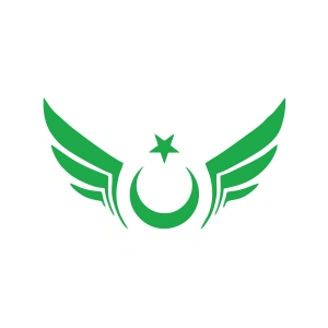 Kanatlı Türk Bayrağı Araba Sticker 17x17 Cm Yeşil