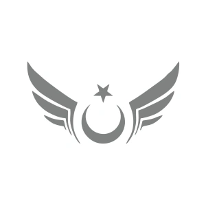 Kanatlı Türk Bayrağı Araba Sticker 17x17 Cm Gri
