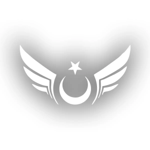 Kanatlı Türk Bayrağı Araba Sticker 17x17 Cm Beyaz