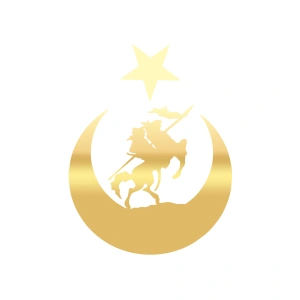 Akıncı ve Ay Yıldız Türk Bayrağı Araba Sticker 17x17 Cm Gold