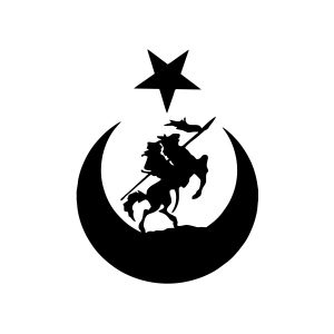 Akıncı ve Ay Yıldız Türk Bayrağı Araba Sticker 17x17 Cm Siyah