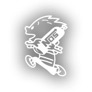 Nos Taşıyan Çocuk Araba Sticker 17x17 Cm Beyaz