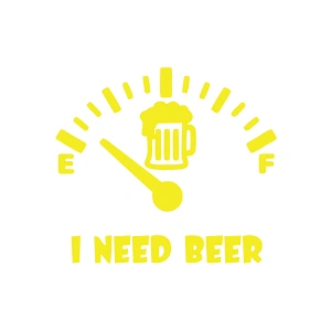 I Need Beer Araba Sticker  17x17 Cm Sarı
