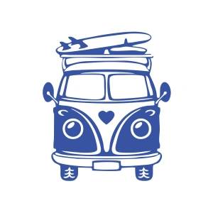 Karavan Araba Sticker  17x17 Cm Mavi