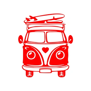 Karavan Araba Sticker  17x17 Cm Kırmızı