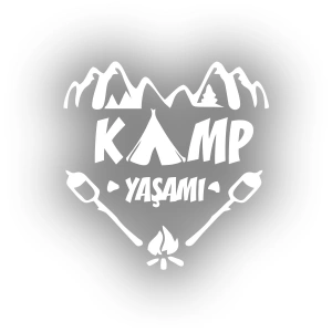 Kamp  Yaşamı Araba Sticker 17x17 Cm Beyaz