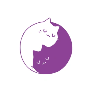 Kediler Ying Yang Araba Sticker 17x17 Cm Mor