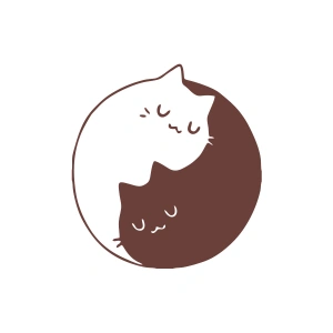 Kediler Ying Yang Araba Sticker 17x17 Cm Kahverengi