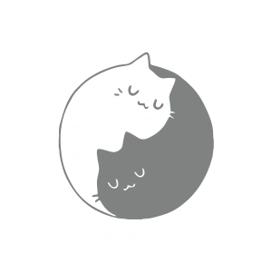 Kediler Ying Yang Araba Sticker 17x17 Cm Gri