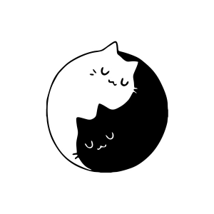 Kediler Ying Yang Araba Sticker 17x17 Cm Siyah