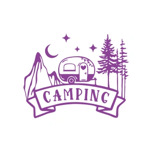Camping Araba Sticker  17x17 Cm Mor