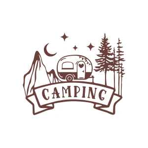 Camping Araba Sticker  17x17 Cm Kahverengi