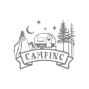 Camping Araba Sticker  17x17 Cm Gri