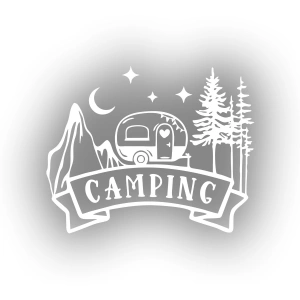 Camping Araba Sticker  17x17 Cm Beyaz