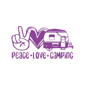 Peace Love Camping Araba Sticker  17x17 Cm Mor